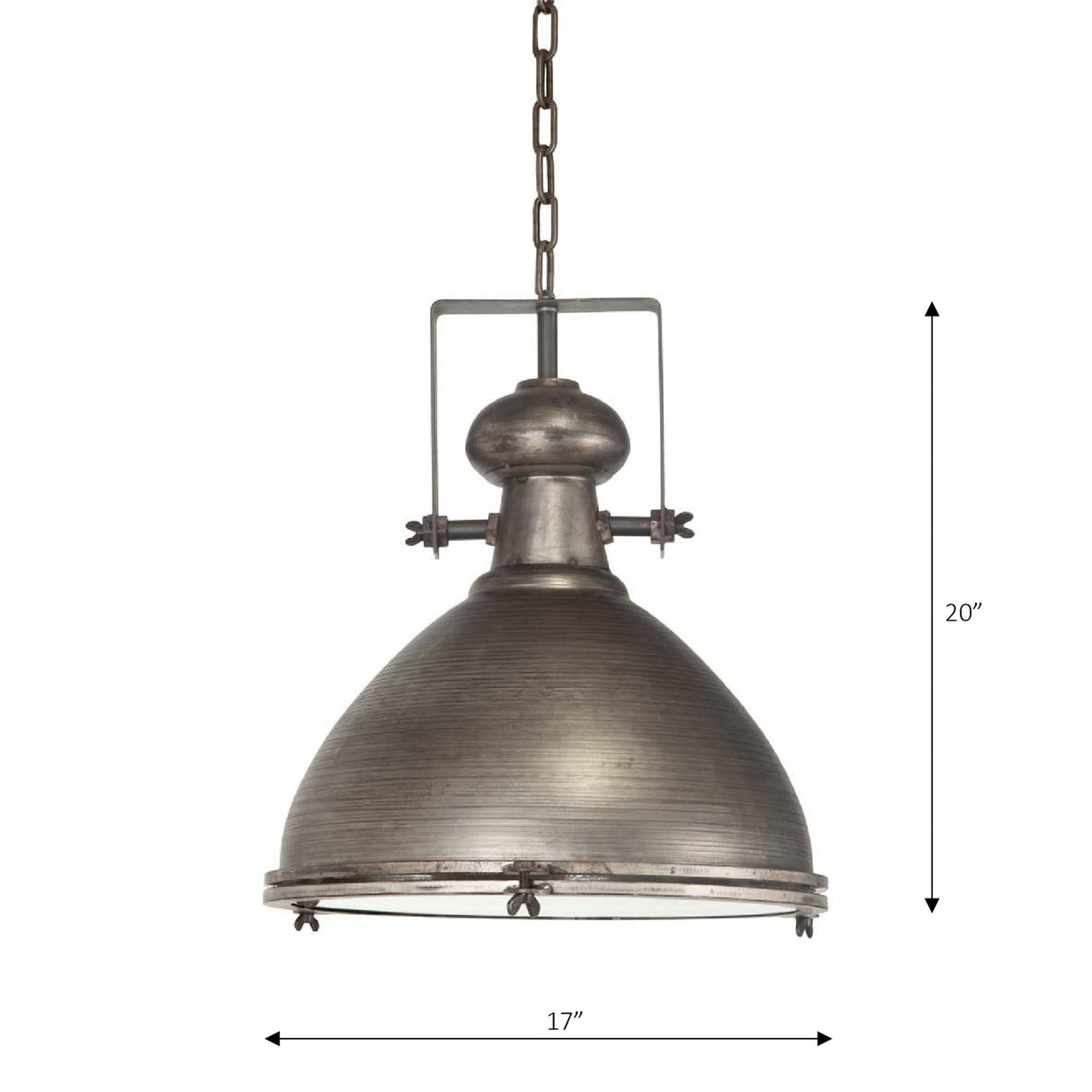 Bashaw I 17x20 Gray Toned Metal Dome Pendant Light from Mercana - Luna Furniture