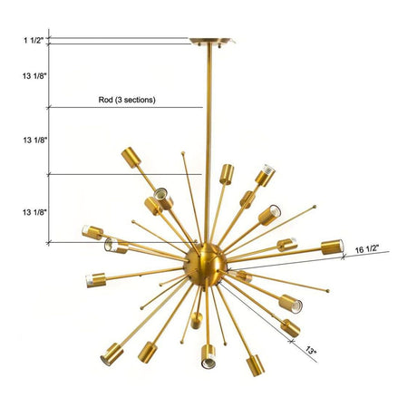 Edisonna II (38"D) Gold Sputnik Twenty Bulb Chandelier from Mercana - Luna Furniture
