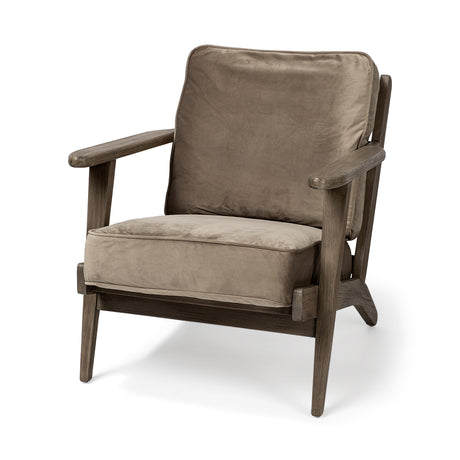 Olympus II Brown Velvet Covered Wooden Frame Accent Chair from Mercana - Luna Furniture