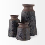 Sefina I Small Brown/Black Patterned Ceramic Vase from Mercana - Luna Furniture