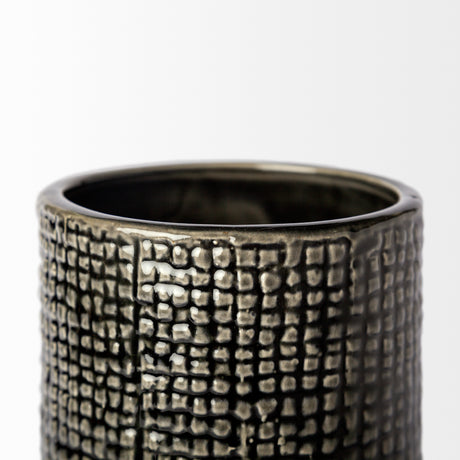 Kona II Medium Black/Gold Ceramic Vase from Mercana - Luna Furniture