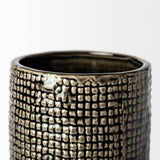 Kona III Large Black/Gold Cylindrical Ceramic Vase from Mercana - Luna Furniture