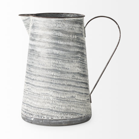 Serena II 11.2H Large Gray/White Textured Metal Jug from Mercana - Luna Furniture