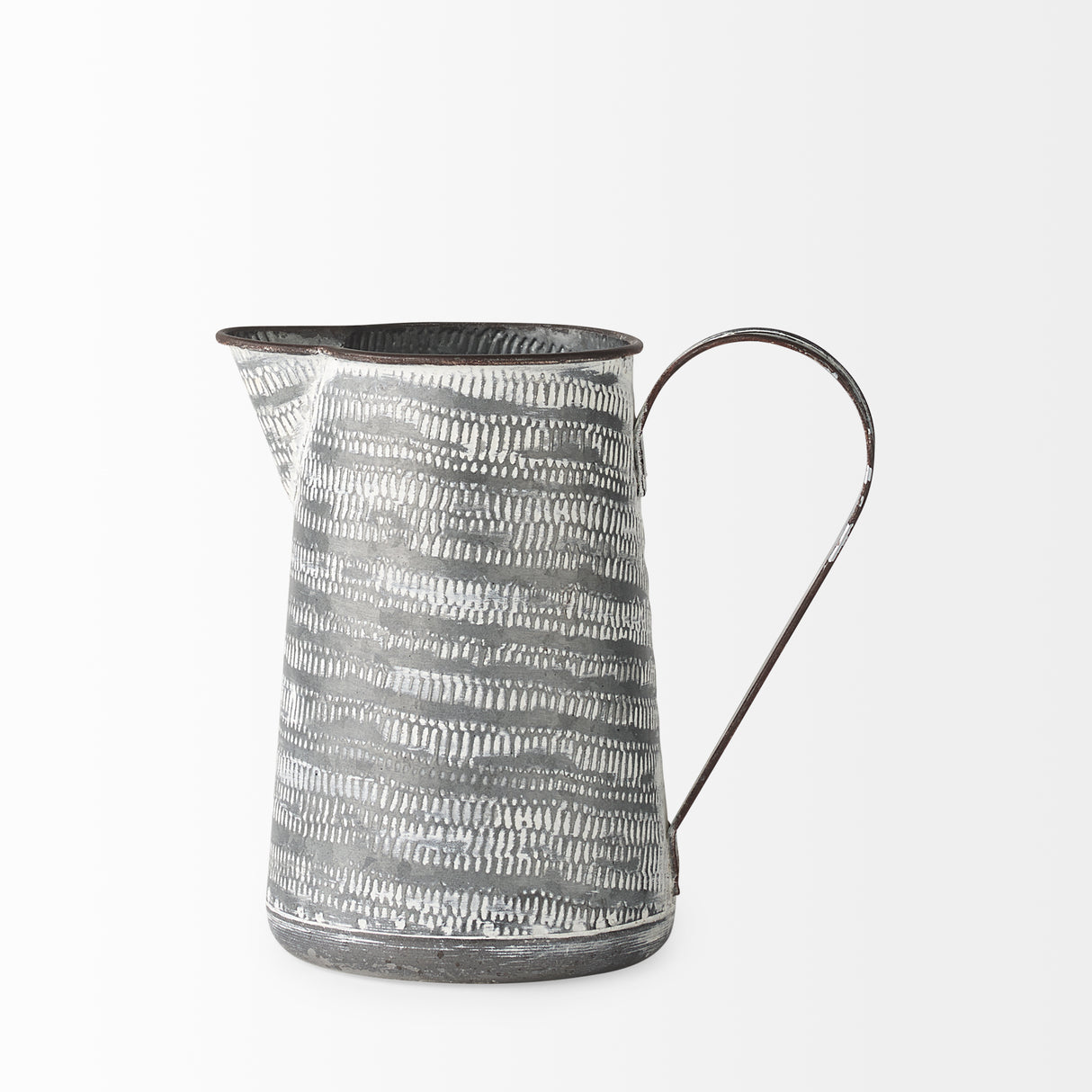 Serena I 8H Small Gray/White Textured Metal Jug from Mercana - Luna Furniture