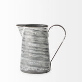 Serena I 8H Small Gray/White Textured Metal Jug from Mercana - Luna Furniture