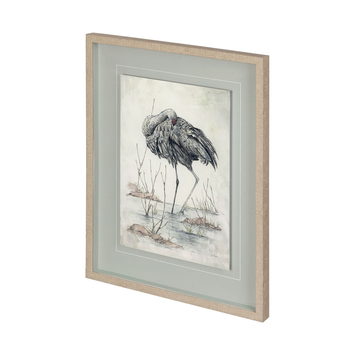 Sandhill Crane by Mercana Studio a Hand Embellished Textured Framed Art Print Matted under Glass from Mercana - Luna Furniture