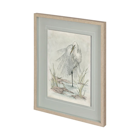 White Egret by Mercana Studio a Hand Embellished Textured Framed Art Print Matted under Glass from Mercana - Luna Furniture