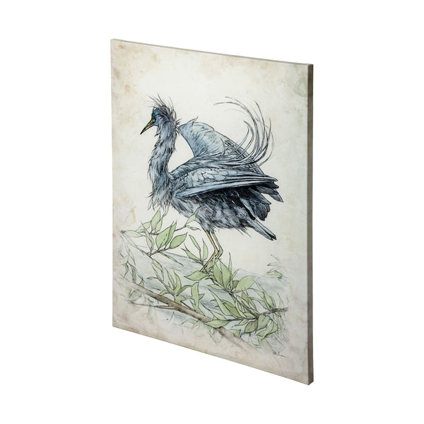 Tricolored Heron by Mercana Studio a Hand Embellished Textured Canvas