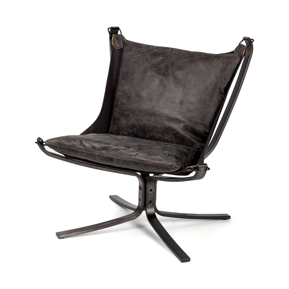 Colarado Black Leather Cushions w/ Black Metal Frame Sling-Style Accent Chair from Mercana - Luna Furniture