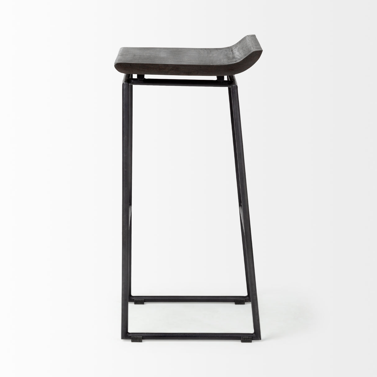 Givens 30.25"H Seat Height Black Wood Seat Black Metal Base Stool from Mercana - Luna Furniture