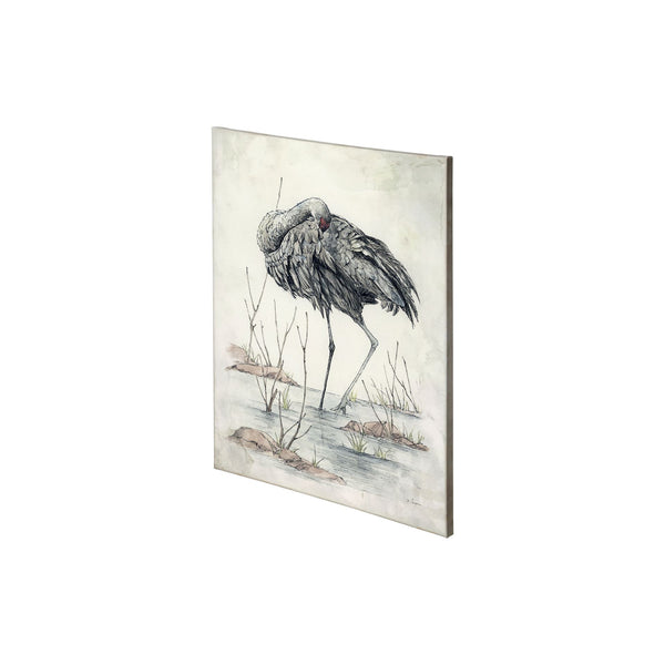 Sandhil Crane by Mercana Studio a Hand Embellished Textured Canvas