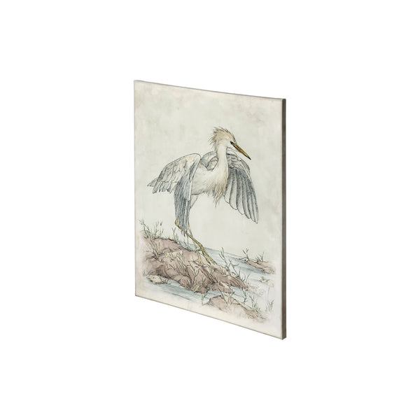 Cattle Egret by Mercana Studio a Hand Embellished Textured Canvas