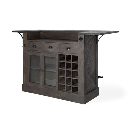 Cheers Dark Brown Solid Wood Wine Bottle Storage Kitchen Island from Mercana - Luna Furniture