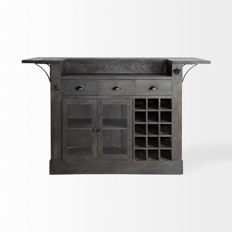 Cheers Dark Brown Solid Wood Wine Bottle Storage Kitchen Island from Mercana - Luna Furniture
