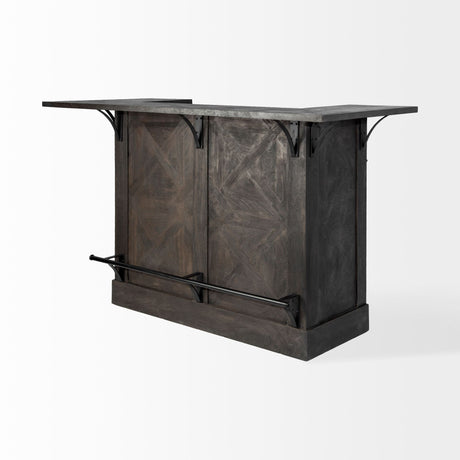 Cheers Dark Brown Solid Wood Wine Bottle Storage Kitchen Island from Mercana - Luna Furniture