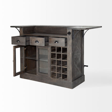 Cheers Dark Brown Solid Wood Wine Bottle Storage Kitchen Island from Mercana - Luna Furniture