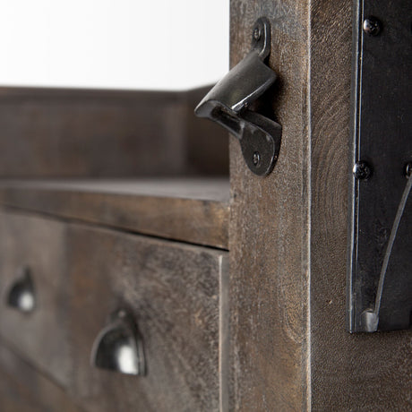 Cheers Dark Brown Solid Wood Wine Bottle Storage Kitchen Island from Mercana - Luna Furniture