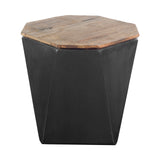 Esagono Octagonal Black Metal-Clad Reclaimed Wood End/Side Table w/ Storage from Mercana - Luna Furniture