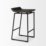 Givens 24.25"H Seat Height Black Wood Seat Black Frame Stool from Mercana - Luna Furniture