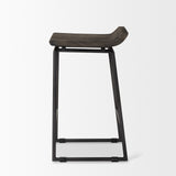 Givens 24.25"H Seat Height Black Wood Seat Black Frame Stool from Mercana - Luna Furniture