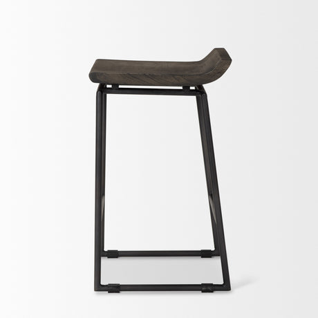 Givens 24.25"H Seat Height Black Wood Seat Black Frame Stool from Mercana - Luna Furniture