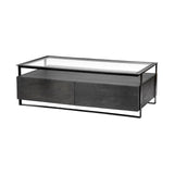 Vidro 54x30 Rectangular Glass Top Black Solid Wood Drawers & Black Frame Coffee Table from Mercana - Luna Furniture