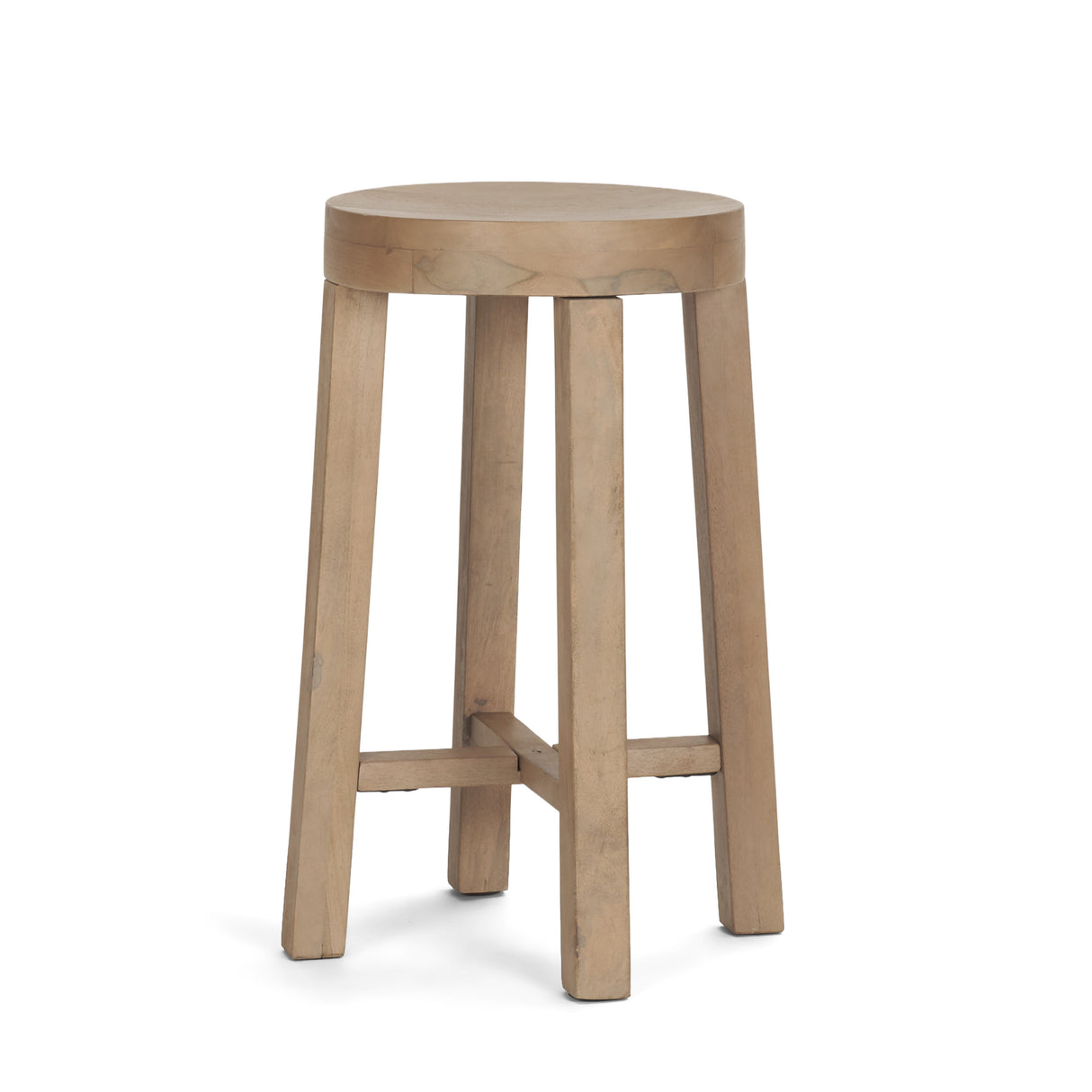 Brahma 26" Total Height White Washed Wood Stool from Mercana - Luna Furniture