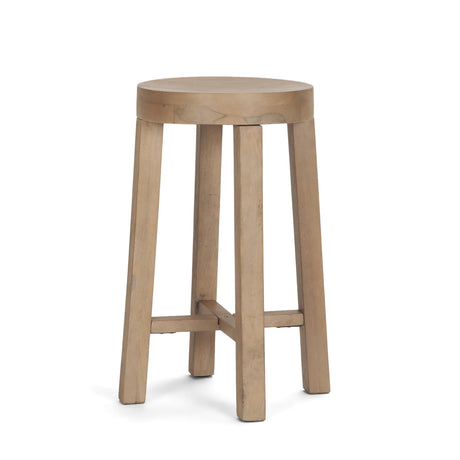 Brahma 26" Total Height White Washed Wood Stool from Mercana - Luna Furniture