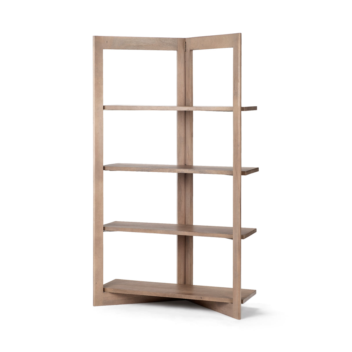 Turnbull I 42L x 16W x 72H Light Brown Wood Four Shelf Shelving Unit from Mercana - Luna Furniture