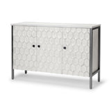 Savannah White Fir Veneer & Gray Metal 3-Door Accent Cabinet from Mercana - Luna Furniture