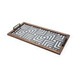 Fantuz 32L x 16W Gray Metal, Wood and Glass Serving Tray from Mercana - Luna Furniture