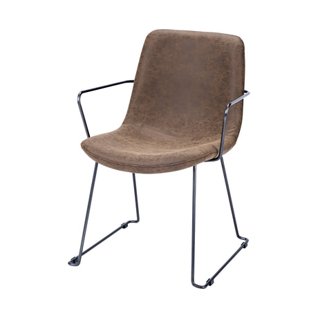 Sawyer II Brown Faux-Leather Seat Black Iron Frame Dining Chair from Mercana - Luna Furniture