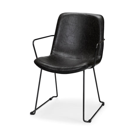 Sawyer II Black Faux-Leather Seat Black Iron Frame Dining Chair from Mercana - Luna Furniture