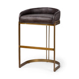 Hollyfield II Black Leather Seat Gold Metal Base Bar Stool from Mercana - Luna Furniture