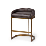 Hollyfield II Black Leather Seat Gold Metal Base Counter Stool from Mercana - Luna Furniture