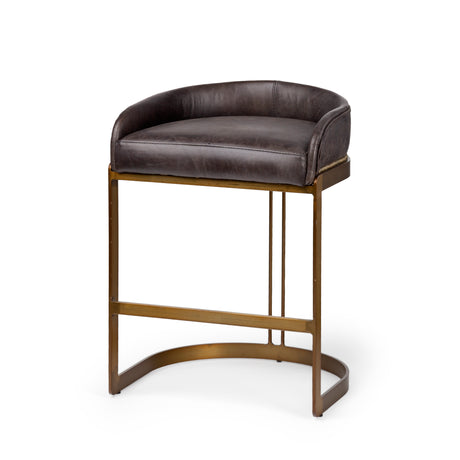 Hollyfield II Black Leather Seat Gold Metal Base Counter Stool from Mercana - Luna Furniture