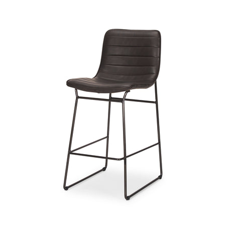 Meritt 37"H Black Faux-Leather Seat W/ Black Metal Frame Stool from Mercana - Luna Furniture