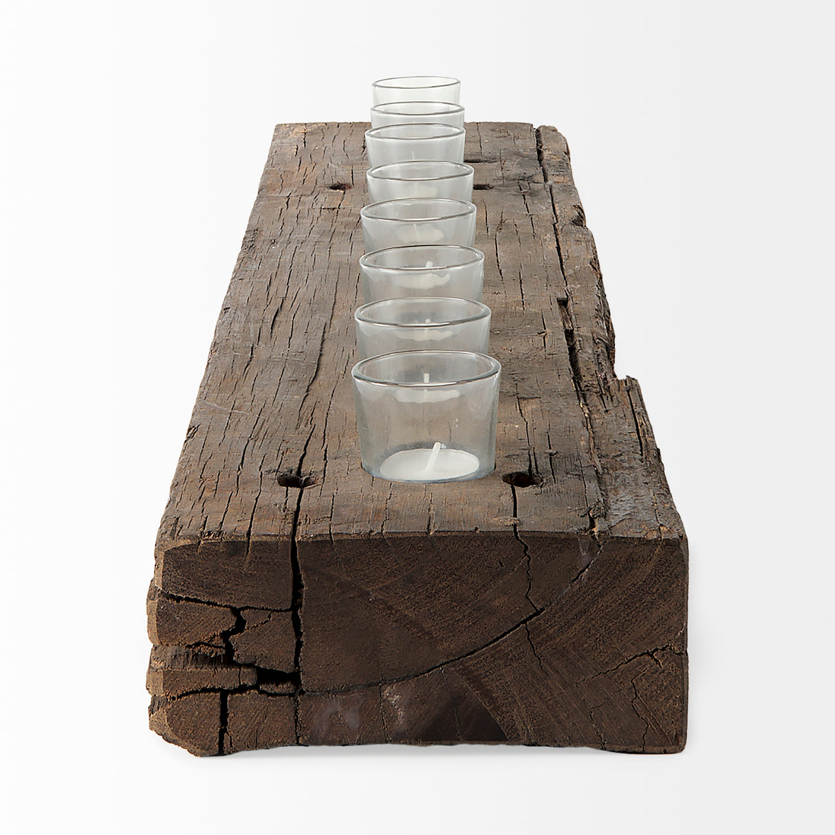 Lakara Reclaimed Wood Eight Tealight Table Candle Holder from Mercana - Luna Furniture