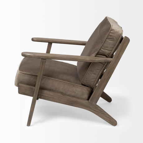 Olympus II Brown Velvet Covered Wooden Frame Accent Chair from Mercana - Luna Furniture