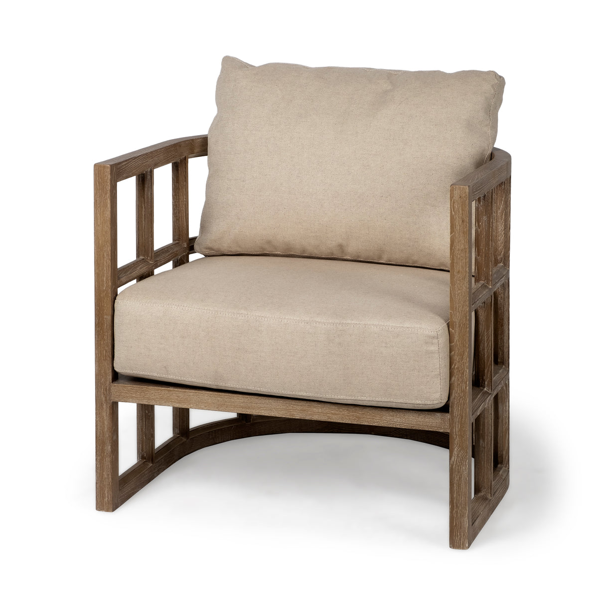 Skylar II Tan Fabric Covered Cushioned Demi-Lune Wooden Frame Accent Chair from Mercana - Luna Furniture