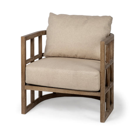 Skylar II Tan Fabric Covered Cushioned Demi-Lune Wooden Frame Accent Chair from Mercana - Luna Furniture