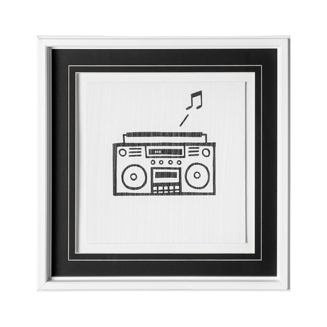 Boom Box by Lawyer a Hand Embellished Textured Framed Art Print Matted under Glass from Mercana - Luna Furniture