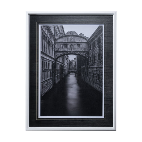 B&W Bridge of Sighs by Danny Head a Hand Embellished Textured Framed Photo Art Print Matted under Gl from Mercana - Luna Furniture