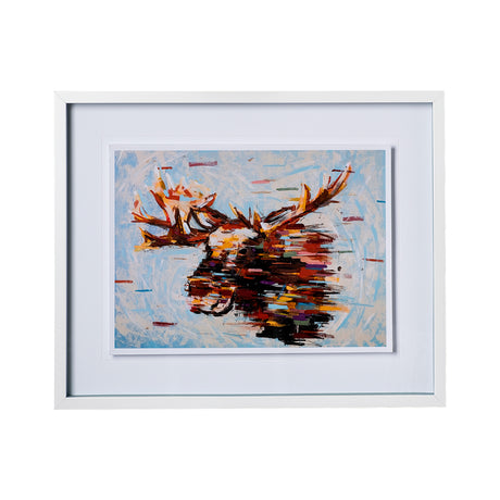 Fractal Moose by Altamura a Hand Embellished Textured Framed Art Print Matted under Glass from Mercana - Luna Furniture
