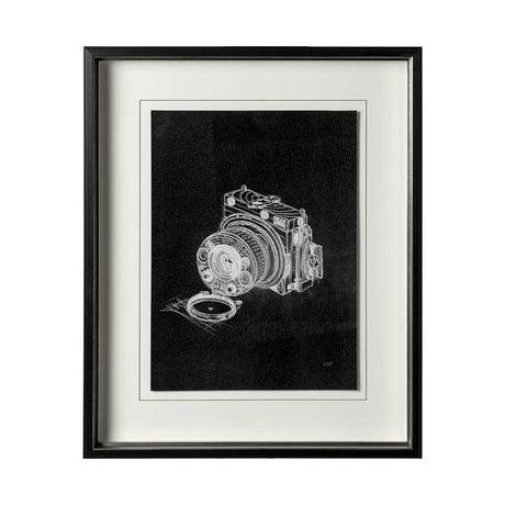 Compass Camera I by Alarm a Hand Embellished Textured Framed Art Print Matted under Glass from Mercana - Luna Furniture