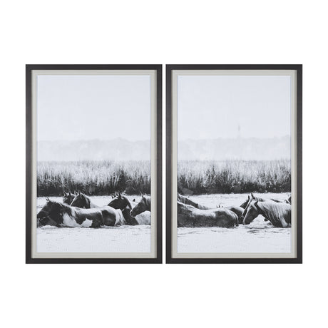 Water Horses III 1 by PH Burchett a Hand Embellished Textured Framed Photo Art Print Matted under Gl from Mercana - Luna Furniture