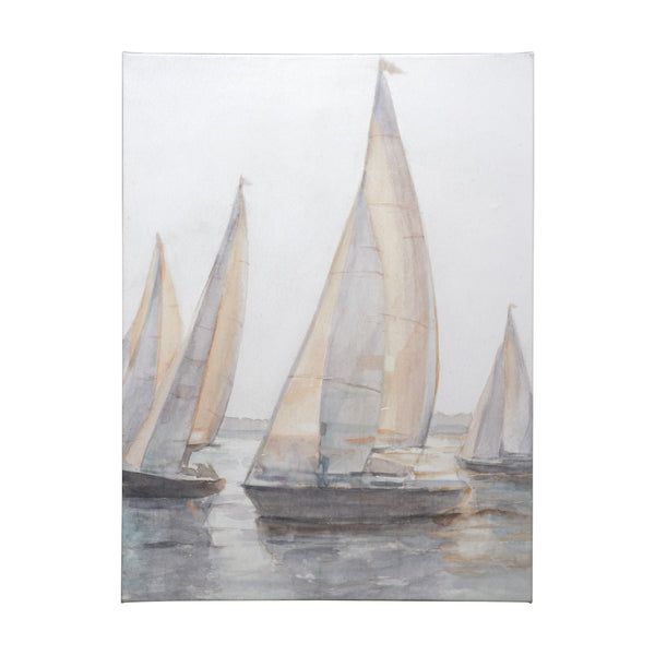 Plein Air Sailboats I by Ethan Harper a Hand Embellished Textured Canvas