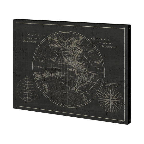 Mappemonde Etching v2 by Mercana Studio a Hand Embellished Textured Canvas