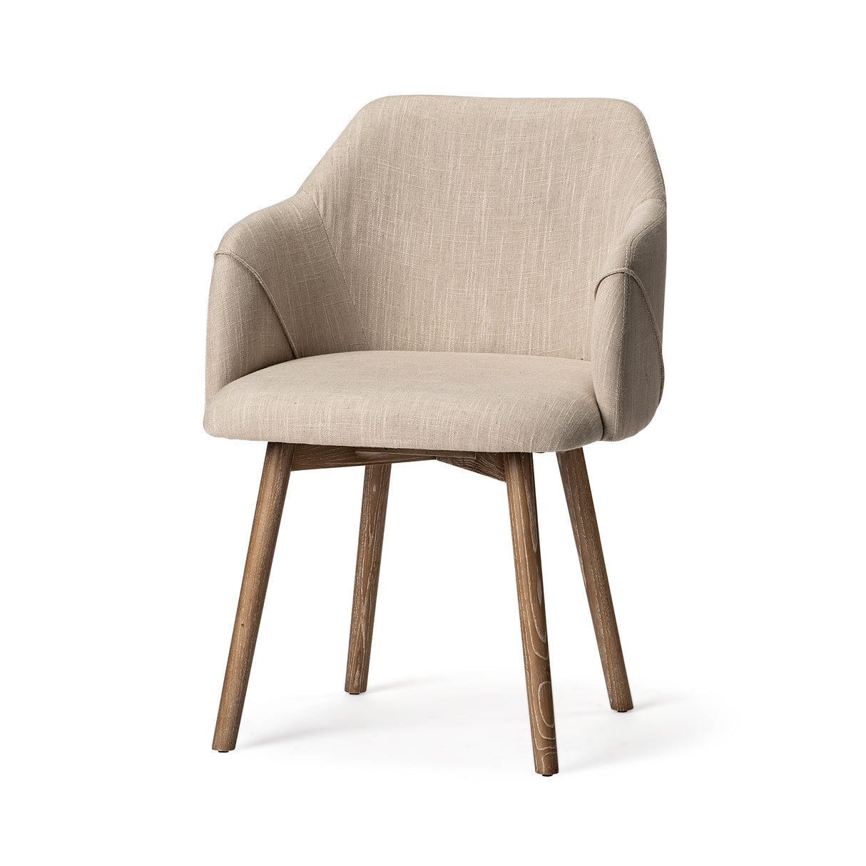 Ronald II Cream Fabric Wrap Brown Wooden Base Dining Chair from Mercana - Luna Furniture