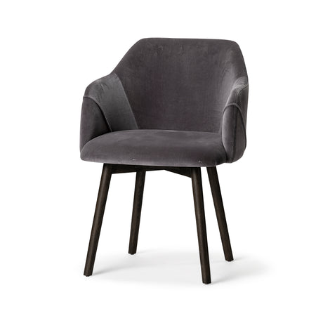Ronald II Grey Velvet Wrap Black Wooden Base Dining Chair from Mercana - Luna Furniture
